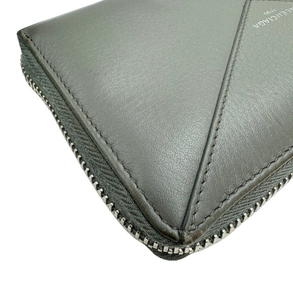 BALENCIAGA 381226 Paper Continental Wallet Round Men's Women's Long Leather Grey - Picture 3 of 10